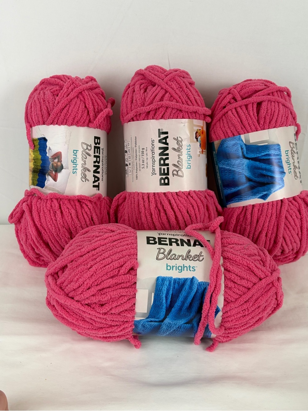 Bernat Blanket Brights Yarn Pixie Pink 13008 -4 Skeins- 5.3 oz. Ea. - 161213